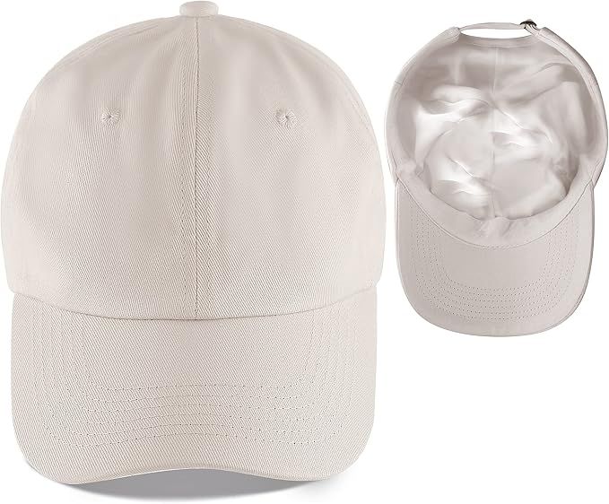 Leotruny Satin Lined Baseball Cap Combats Frizzy Hair Adjustable Dad Hat | Amazon (US)