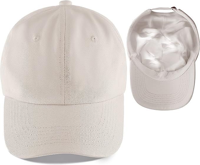 Leotruny Satin Lined Baseball Cap Combats Frizzy Hair Adjustable Dad Hat | Amazon (US)