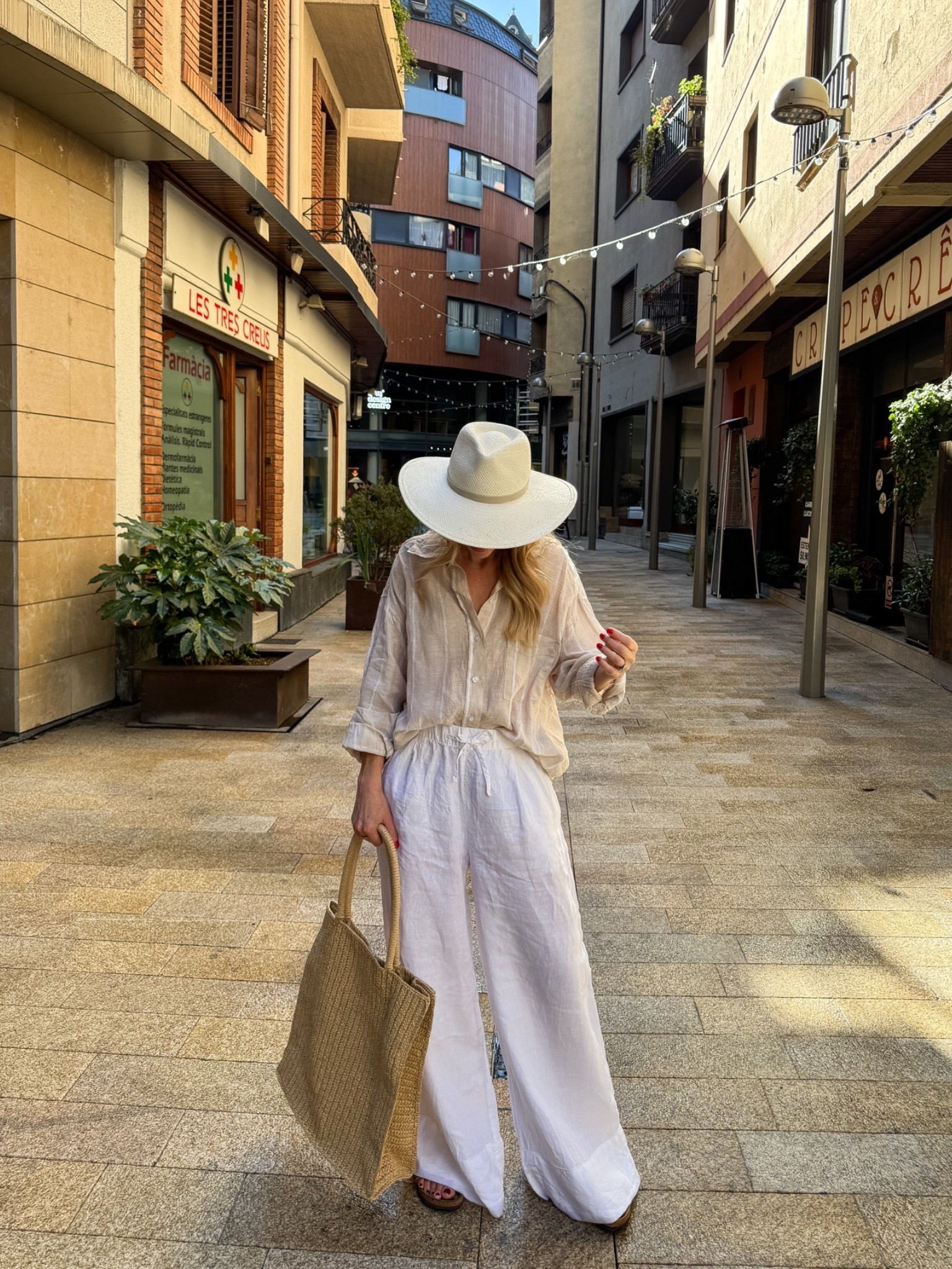 Vacation outfit, beach outfit, European vacation, linen outfit, white linen pants, @Janessa Leone straw hat

#LTKSeasonal #LTKOver40 #LTKTravel
