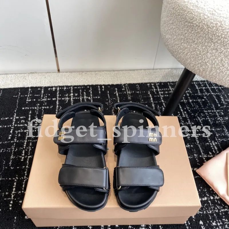 Fashion Designer Sandals Women Leather Velcro Sandals Letters M Slippers 1:1 Mirror Quality | DHGate