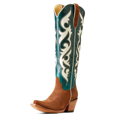 ARIAT Women's Elvira StretchFit Western Boot, Ancient Turquoise/Terracotta Suede, 7.5 | Amazon (US)