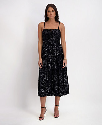 kensie Women's Burn Out Foil Slip Sleeveless Dress - Macy's | Macy's