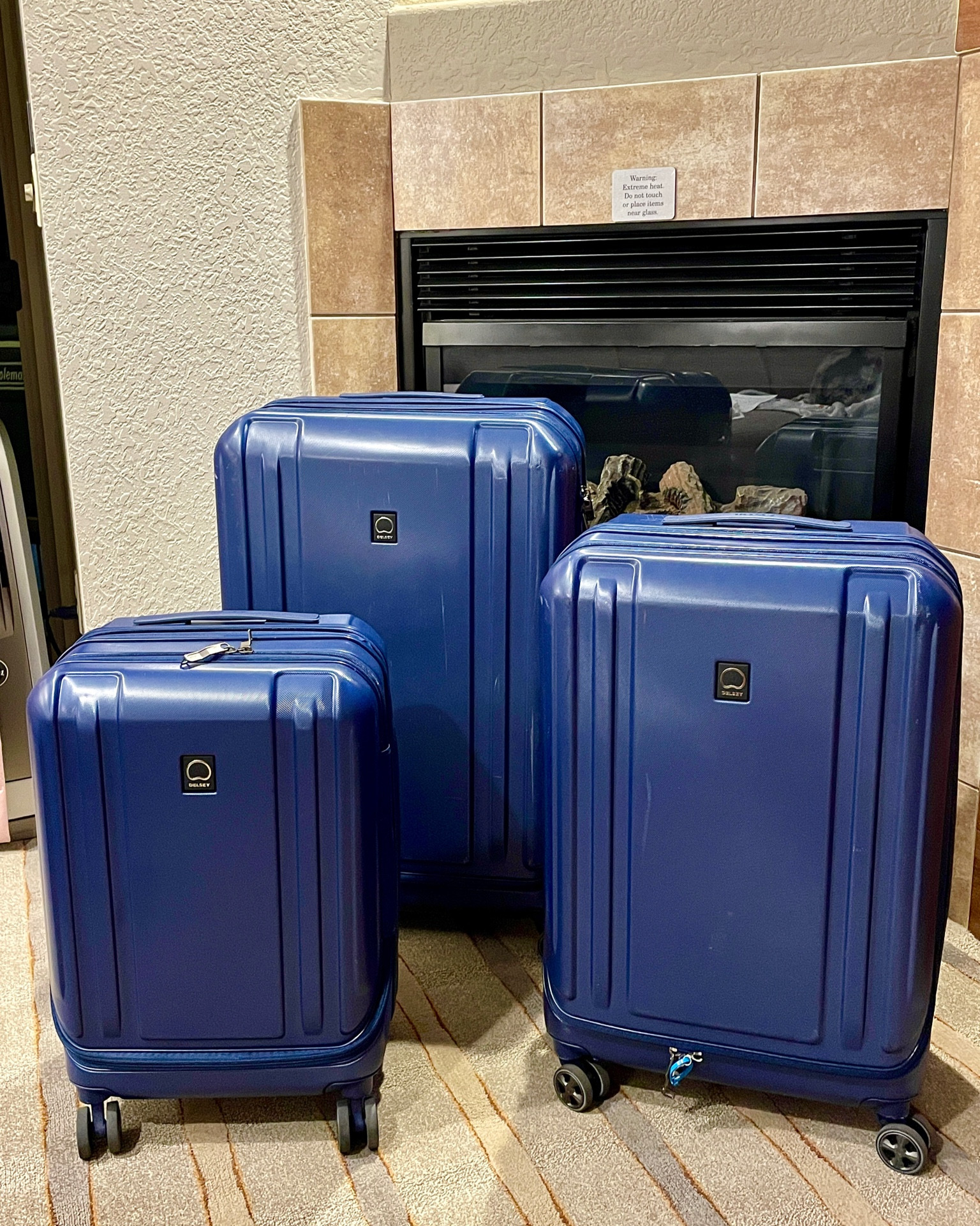 Ready for our mountain get-away with our Delsey luggage. I’ve been so happy with all of my Delsey luggage. They glide smoothly, hold a lot and durable. 
*not shown in picture: Chatelet carry-on luggage  

#LTKhome #LTKtravel #LTKxPrime