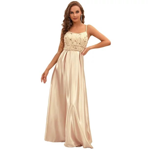 Ever-Pretty Long Sleeveless Bridesmaid Wedding Party Guest Summer Dress 30004 Gold US16 - Walmart... | Walmart (US)