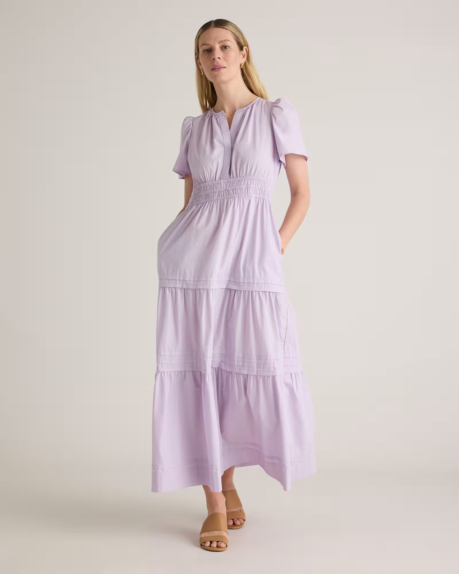 100% Organic Cotton Poplin Tiered Maxi Dress | Quince