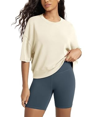 ODODOS Modal Soft Short Sleeve T-Shirts for Women Oversized Crew Neck Tee Relaxed Pullover Tops | Amazon (US)