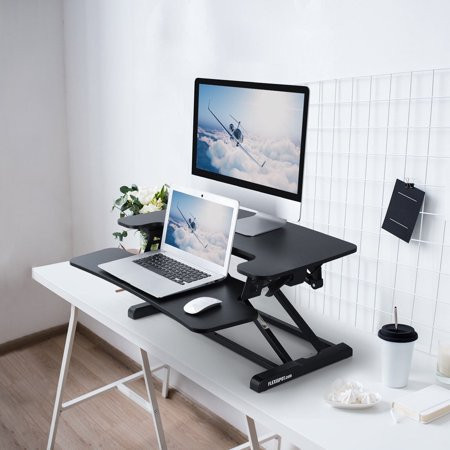 FitStand Black 30" Alcove Riser Height Adjustable Desk Converter U-Shape with Removable Keyboard Tray | Walmart (US)