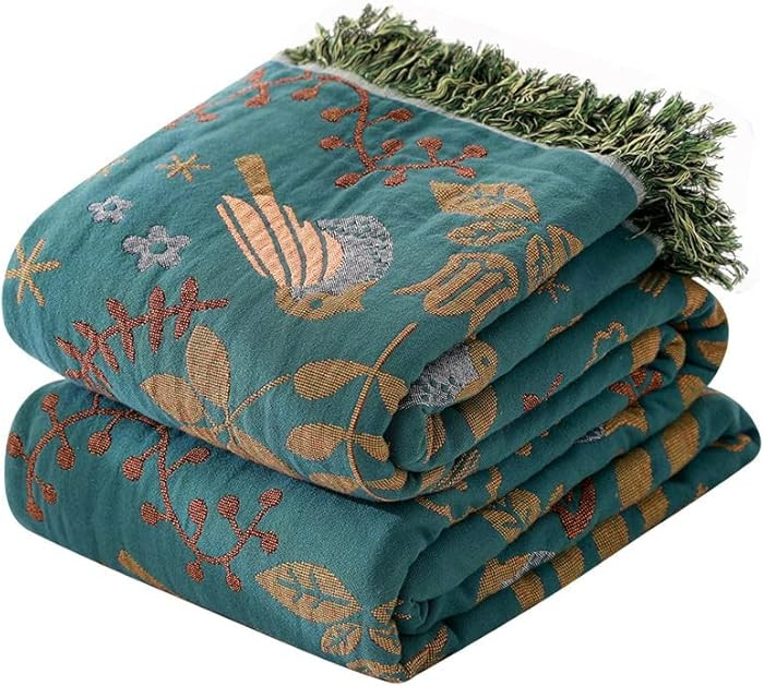 Boho Throw Blanket for Bed 80\u201dx90\u201d, 100% Cotton Woven Blanket for Couch Sofa, Ultra Sof... | Amazon (US)