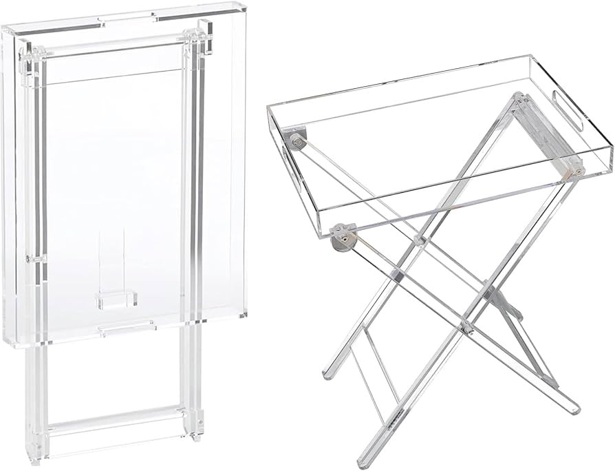Acrylic Table - Folding Tray Tables - Clear Acrylic Tv Tray Table,Small Desk Coffee Table for Bed... | Amazon (US)