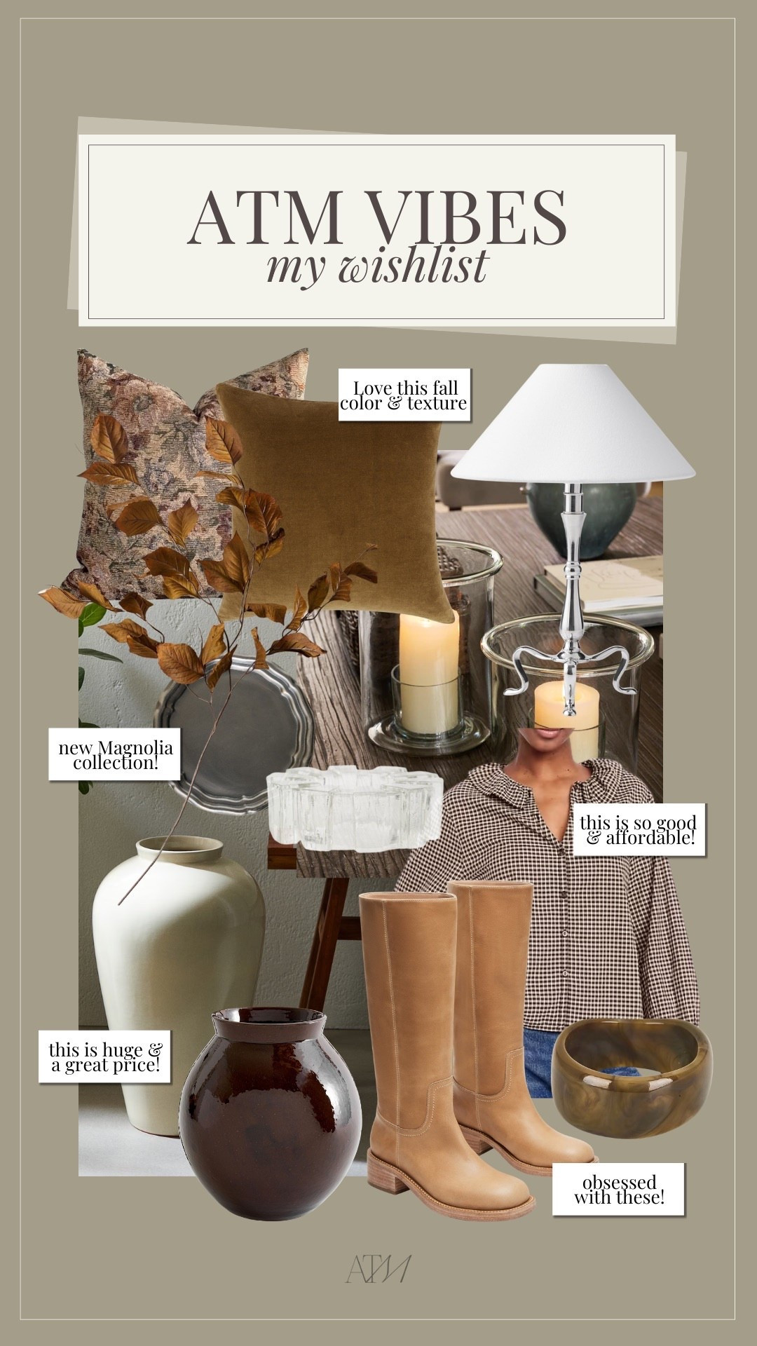 ATM Vibes - My Wishlist!

atm vibes, fall decor, seasonal home decor, fall fashion, fall trends 2025

#LTKHome #LTKSeasonal #LTKStyleTip
