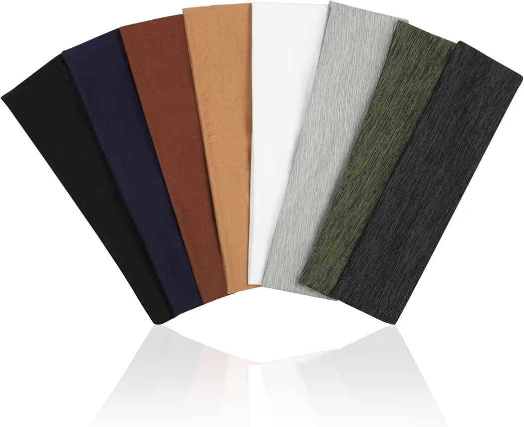 8 Pack Sport Headbands Elastic Soft Fabric Hair Bands Hair Warp | Amazon (US)