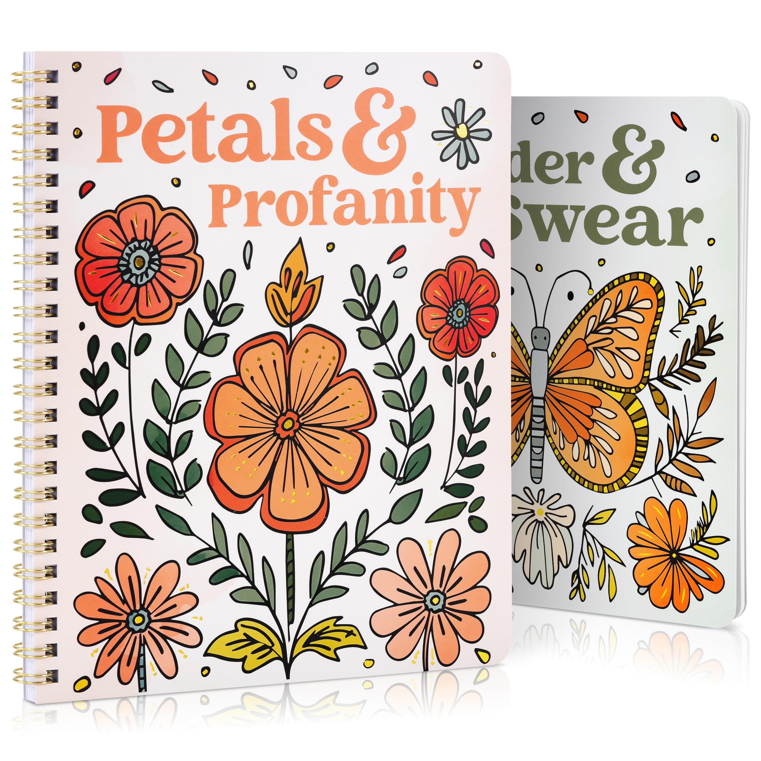 Beautiful Adult Coloring Book Set of 2 for Relaxation - Funny Swear Words Coloring Books with Flo... | Amazon (US)