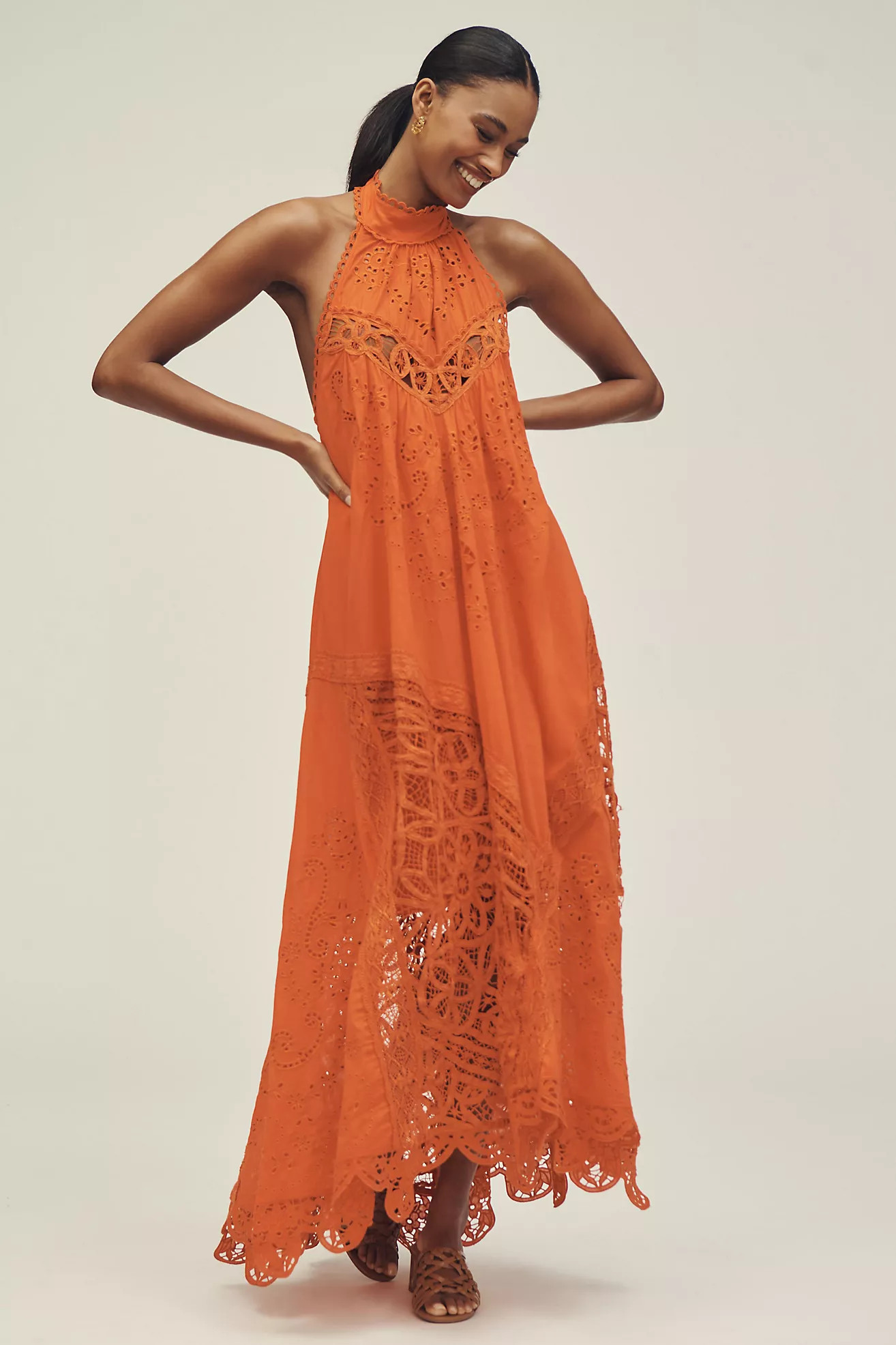 By Anthropologie Halter Cutwork Lace Dress | Anthropologie (US)