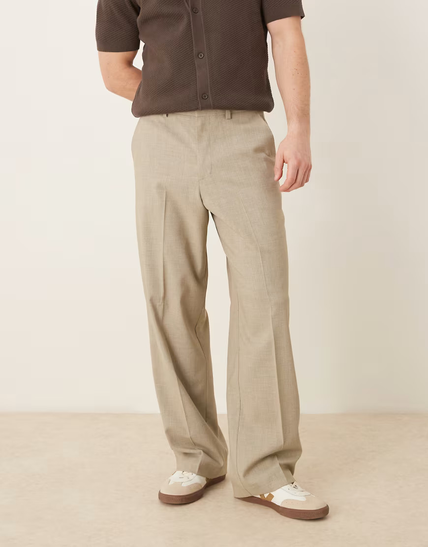 ASOS DESIGN wide leg dress pants in light heather gray | ASOS (Global)