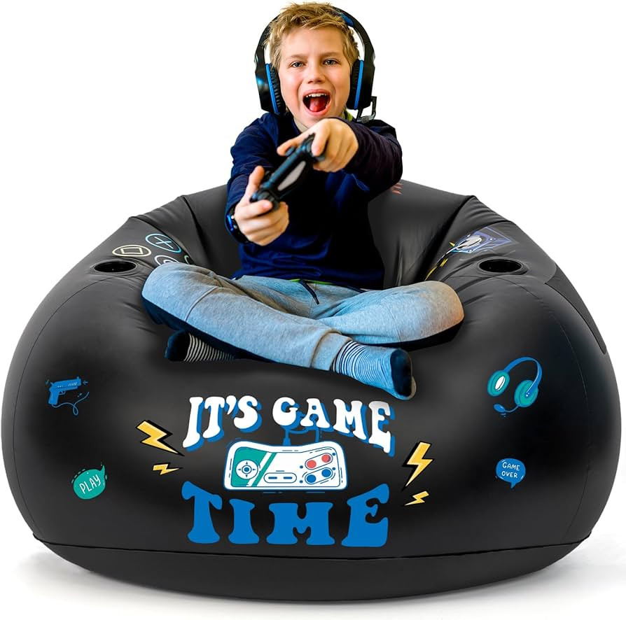Inflatable Gaming Chair for Kids, Gaming Bean Bag Chair for Teens - Cool Boys Room Furniture with... | Amazon (US)