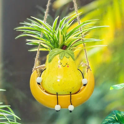 Cute Hanging Ceramic Planter With Smiley Face | Wayfair North America