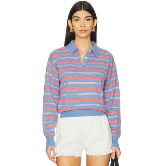 Guest in Residence Collegiate Stripe Polo Cashmere Sweater XS NWT | Poshmark