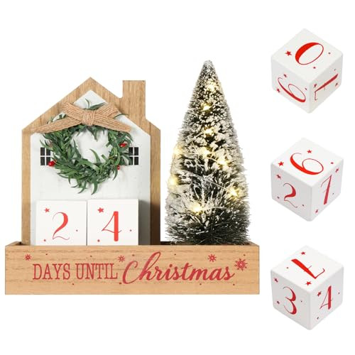 Christmas Tree Countdown Block LED Lighted 99 Days Until Christmas Wreath Calendar Tabletop with ... | Amazon (US)