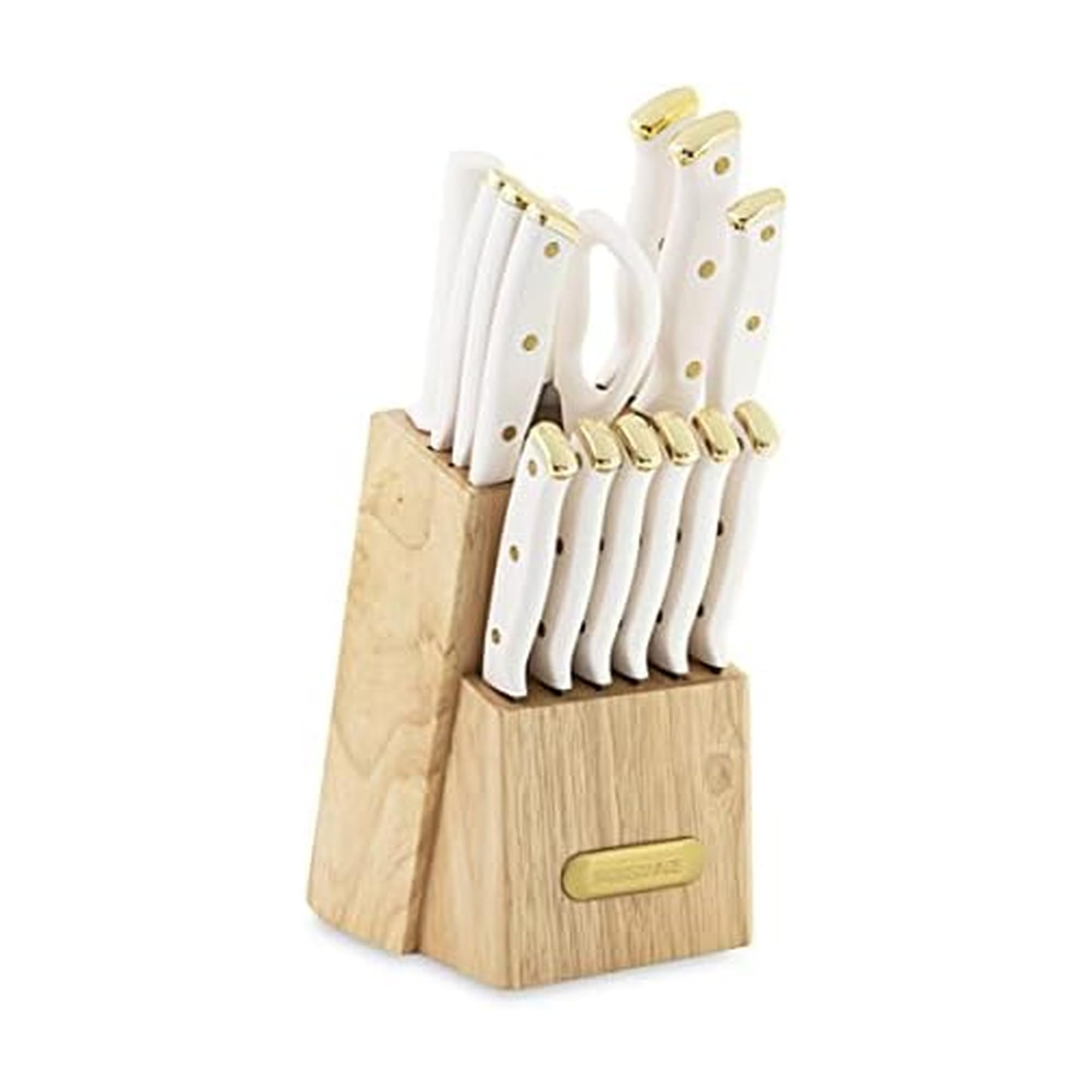 FARBERWARE 15-Piece Knife Block Set, Triple-Riveted High-Carbon Stainless Steel Kitchen Knives, R... | Amazon (US)