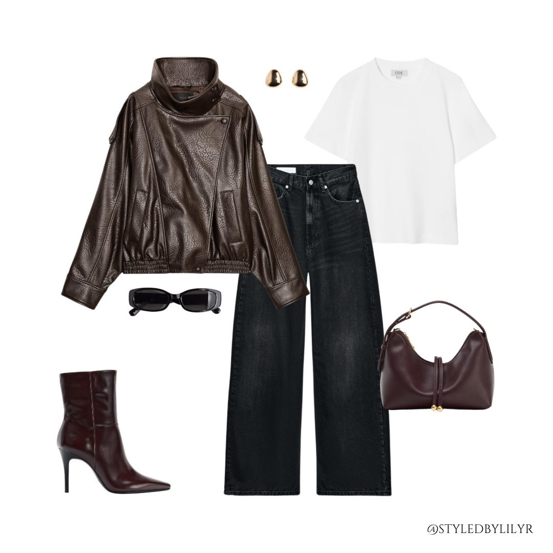 styling the new viral zara brown leather jacket, creating the perfect date night outfit. wear with trainers in the day for a more relaxed look 🤎 

#LTKuk #LTKstyletip #LTKdatenight