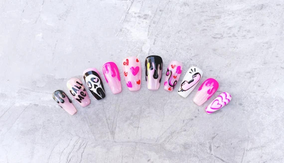 SIDNEY  Scream Inspired Halloween Pink Y2K Ghost Face Press - Etsy | Etsy (US)