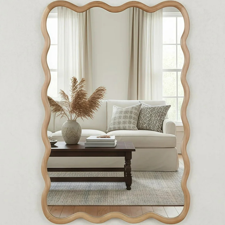 Jopath 24"x36" Wavy Rectangle Solid Wood Frame Decorative Mirror, for Bedroom, Bathroom, Living R... | Walmart (US)