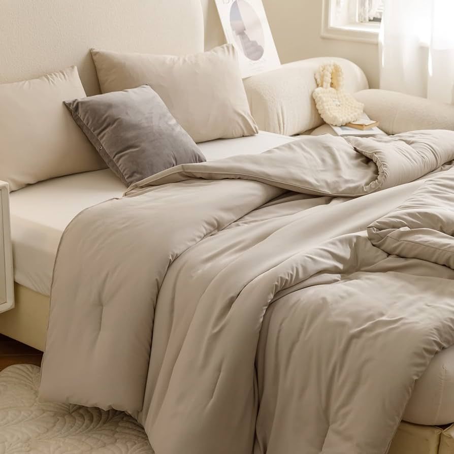 ROSGONIA King Size Comforter Set Oatmeal, 3pcs (1 Boho Comforter & 2 Pillowcases), All Season Bed... | Amazon (US)