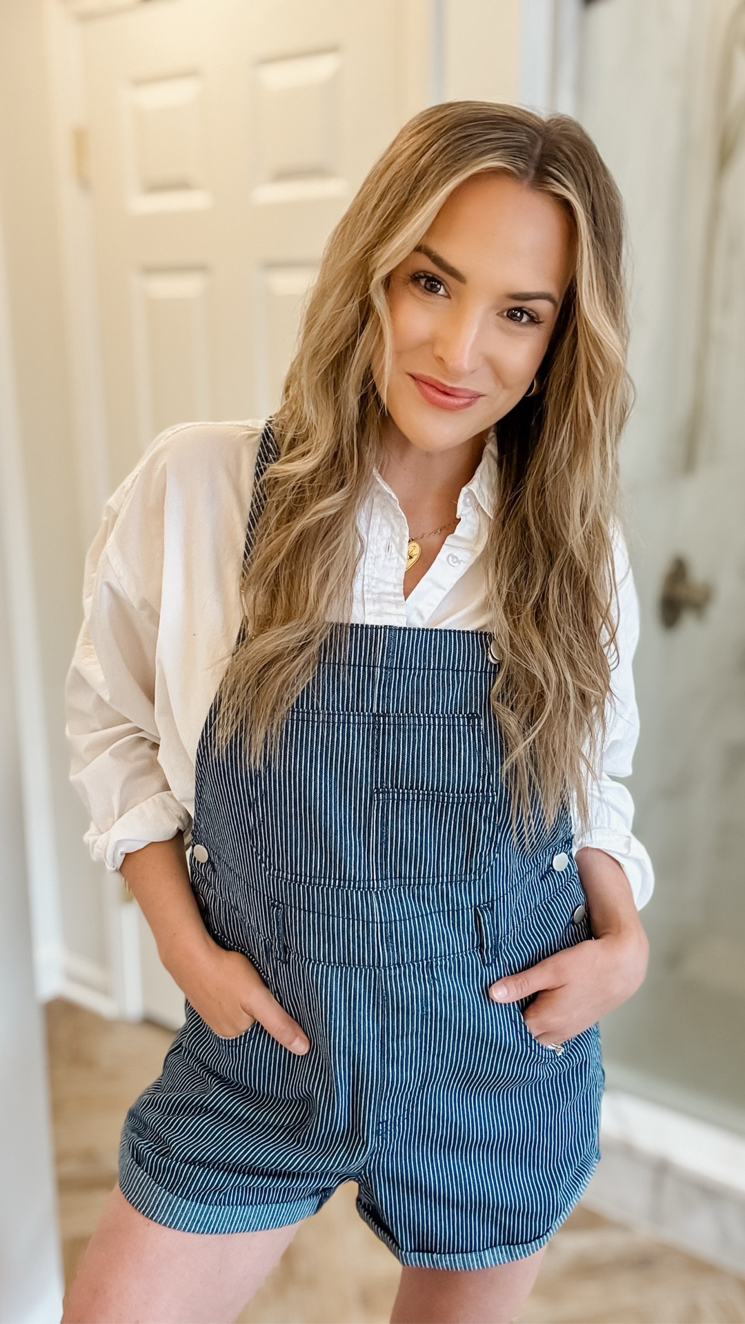 ✨ Outfit so *me* I gotta bust a move!! Literally love these short overalls. Paired with  classic white button down shirt, and ballet flats, this outfit of the day is screaming summer mom uniform!! Catch me wearing this look again soon! 

#LTKdayinmylife #LTKootd #LTKmomlife