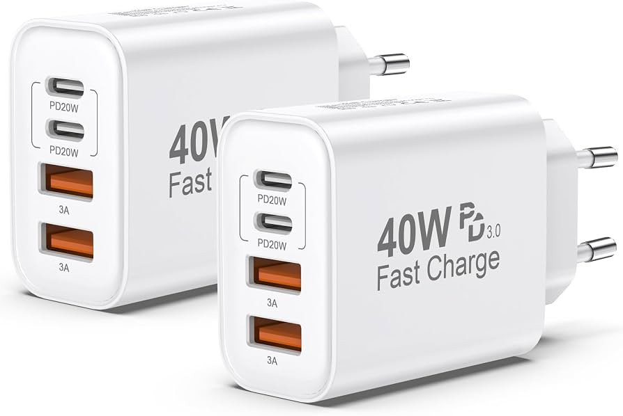 2er Pack USB C Ladeger\u00e4t, 4 Ports 40W Mehrfach Schnellladeger\u00e4t Netzteil Power Adapter ... | Amazon (DE)