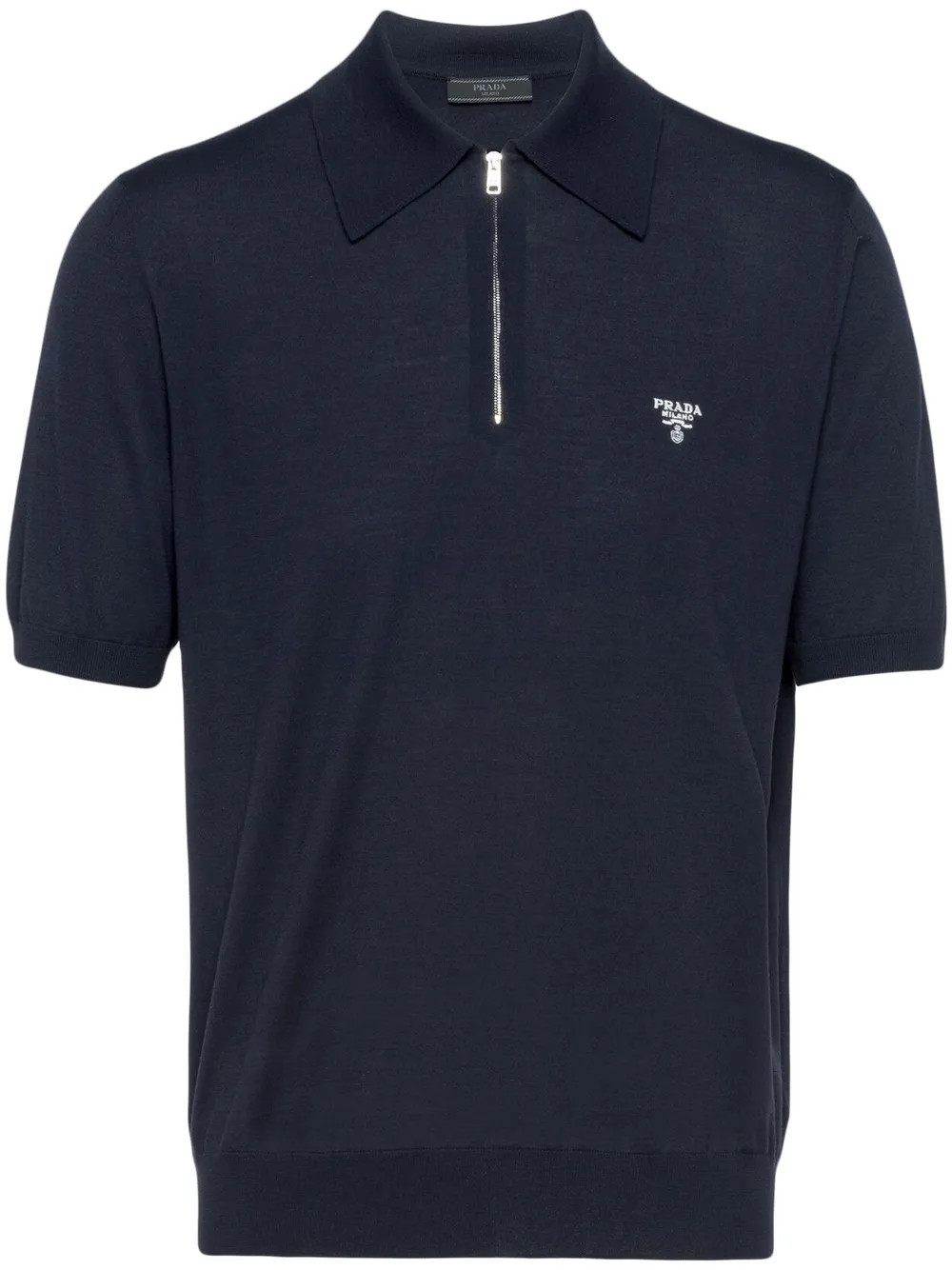 Prada half-zip Wool Polo Shirt | Blue | FARFETCH MY | Farfetch Global