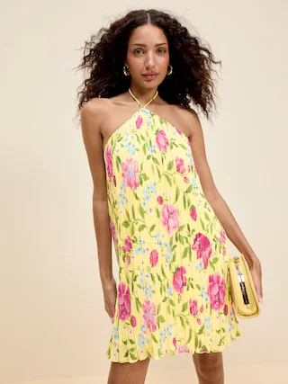 The Occasion by Old Navy Pleated Halter Swing Mini Dress | Old Navy (US)