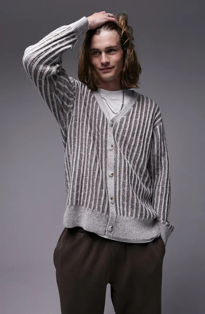 Topman Textured Two-Tone Rib Cardigan | Nordstromrack | Nordstrom Rack