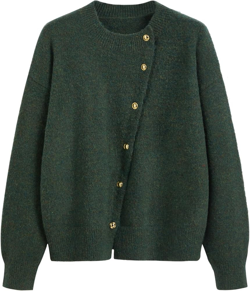 CIDER Womens Knit Cardigan Trendy Crew Neck Button Down Long Sleeve Cozy Fall Fashion Sweater Loo... | Amazon (US)