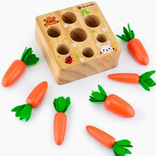 SKYFIELD Carrot Harvest Game Wooden Toy for Boys and Girls 1 2 3 Year Old. Shape Sorting Matching... | Amazon (US)