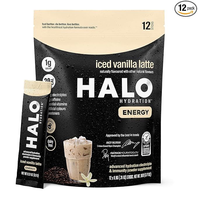 HALO Hydrating Iced Latte - Energy Drink Powder – Healthy Coffee Mix for Hydration with Electro... | Amazon (US)