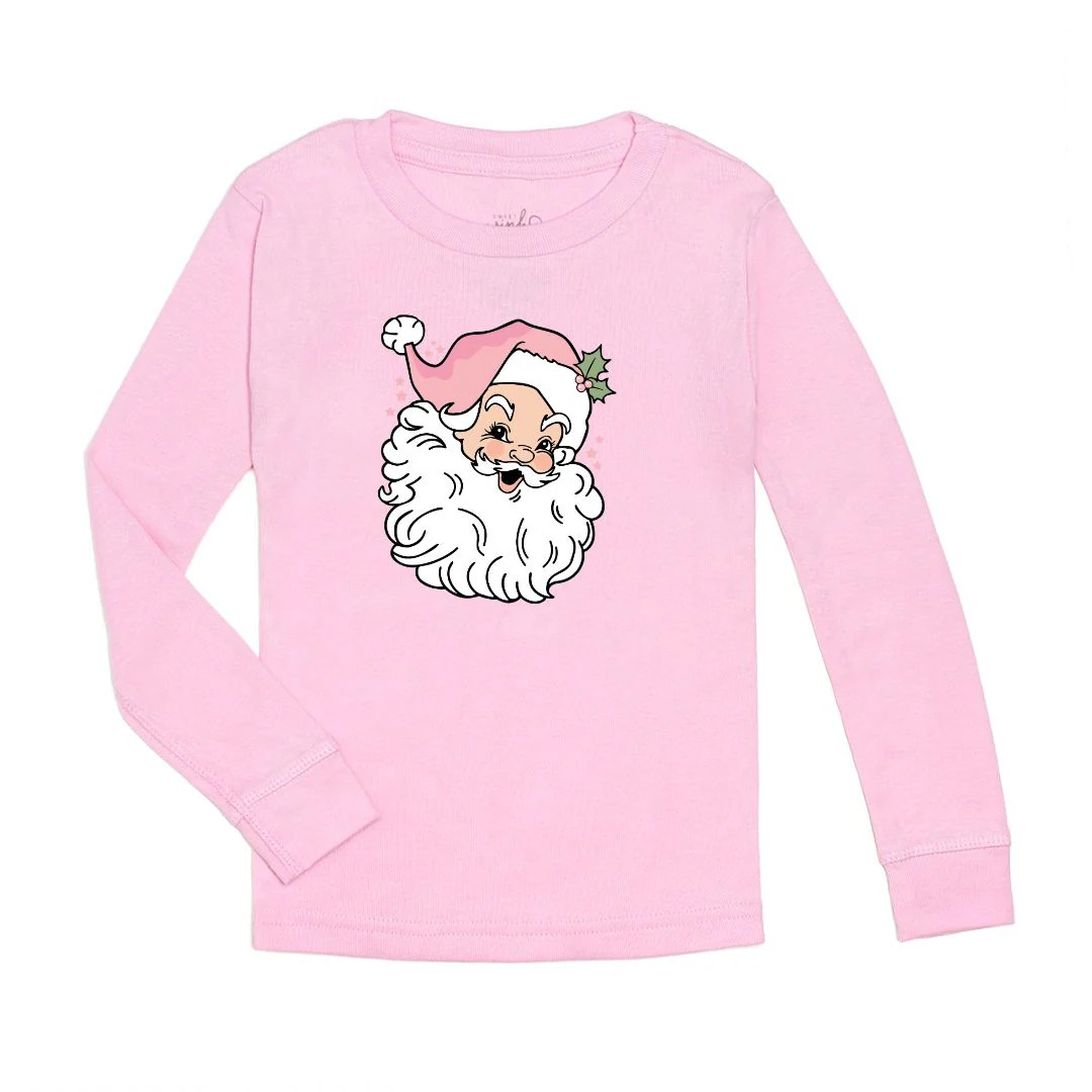 Retro Santa Christmas Long Sleeve Shirt - Pink | Sweet Wink