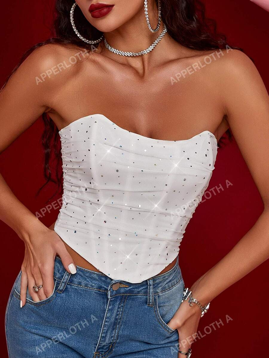 Apperloth A Women's Sequin Mesh Cami Camisole Tank Top | SHEIN