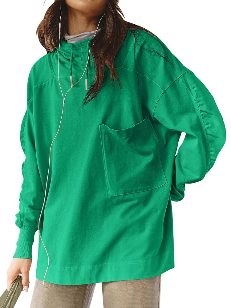 Oversized Hoodies For Women Trendy Casual Long Sleeve Henley Neck Fall Pullover Sweatshirt Tops P... | Amazon (US)