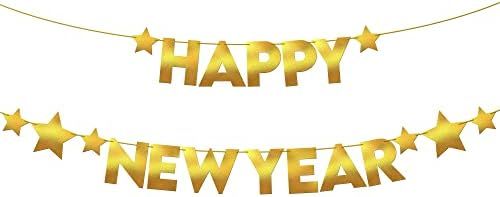 Gold Shiny, Happy New Year Banner - No DIY, 10 Feet | Foil NYE Banner 2022 for Happy New Year Dec... | Amazon (US)