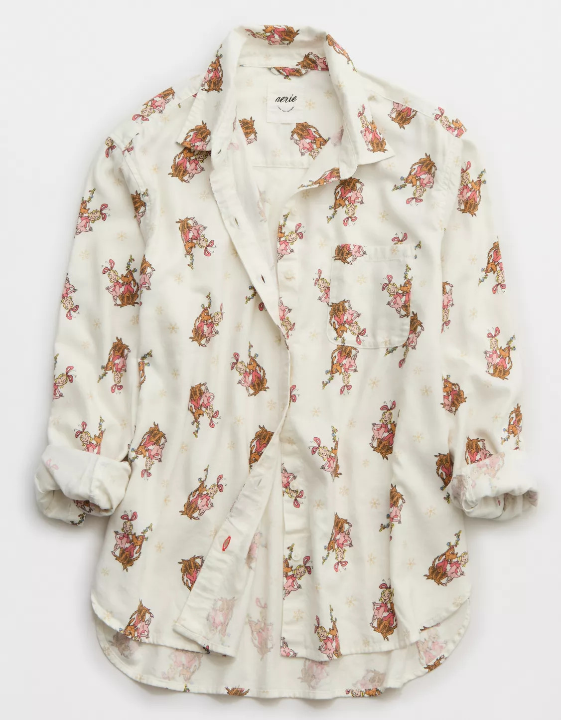 Aerie Cindy Lou Off-Duty Flannel Pajama Shirt | Aerie