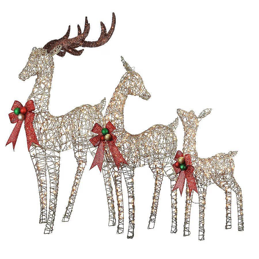 National Tree Company 3-Pack 60-in Reindeer Free Standing Decoration with White LED Lights | Lowe's