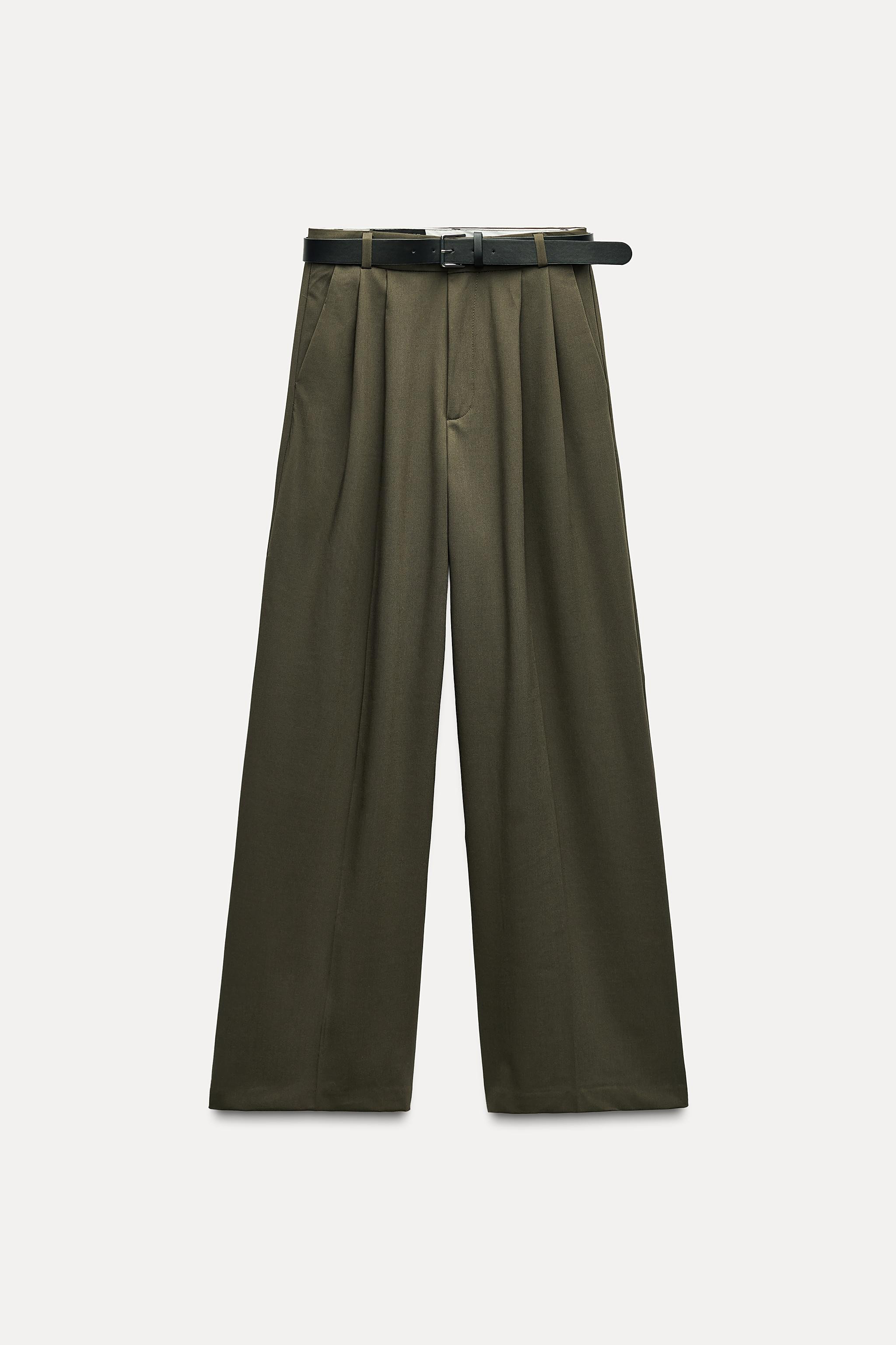 DOUBLE PLEAT BELTED PANTS | Zara US