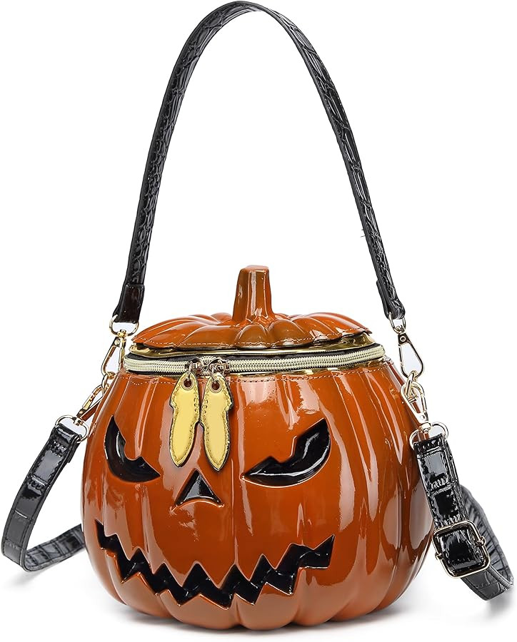 Women Pumpkin Shaped Crossbody Shoulder Bag Unique Weird PVC Handbag Novelty Halloween Pumpkin Pu... | Amazon (US)