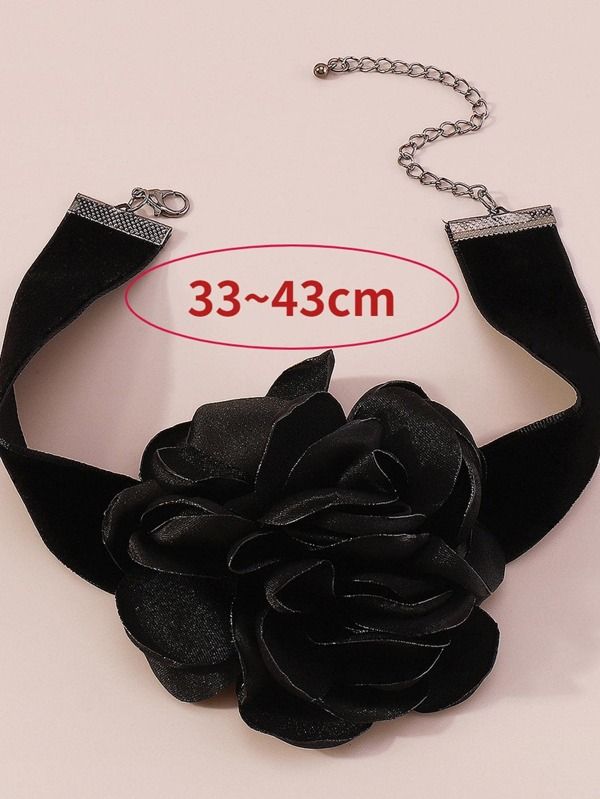 1pc Women's Black Rose Flower Choker Necklace, Fashion Party Jewelry  SKU: sj2304299857579273(3 R... | SHEIN