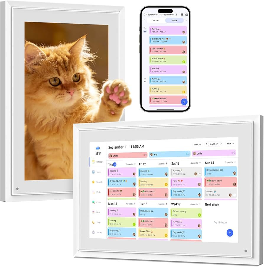 10.1 Inch Digital Calendar+Digital Picture Frame, 2026 Desk Calendar Smart WiFi Planner & Chore C... | Amazon (US)