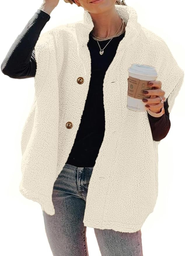 Hongqizo Womens Fuzzy Fleece Vest Casual Oversized Warm Button Down Sherpa Vest Jacket with Pocke... | Amazon (US)