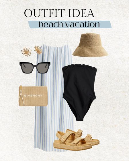 Beach vacation outfit 🌊

Vacation outfit, beach outfit, black swimsuit, black one piece swimsuit, mom swimsuit, swimsuit coverup, beach dress, bucket hat, H&M, Nordstrom, gold earrings, resort wear, Christine Andrew 

#LTKFindsUnder50 #LTKTravel #LTKSwim