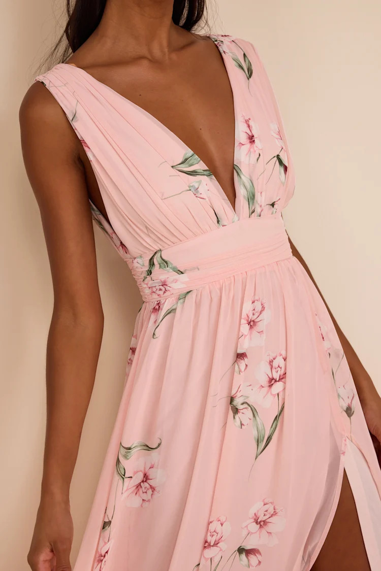 Garden Meandering Light Pink Floral Print Maxi Dress | Lulus