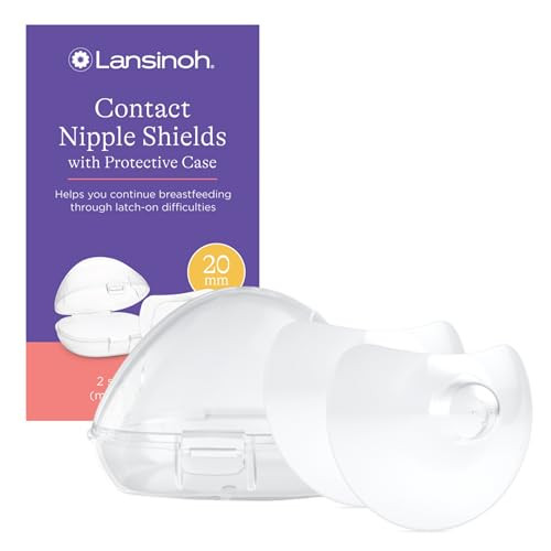 Lansinoh Contact Nipple Shields for Nursing Mothers, Ultra-Thin Soft & Flexible Silicone Shields for Sensitive Nipples and Latch-On Support (0.79 inch or 20mm), with Case, 2 Count | Amazon (US)