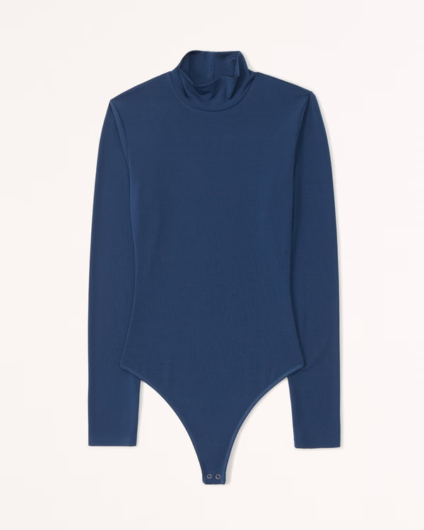 Long-Sleeve Asymmetrical Mesh Bodysuit | Abercrombie & Fitch (US)